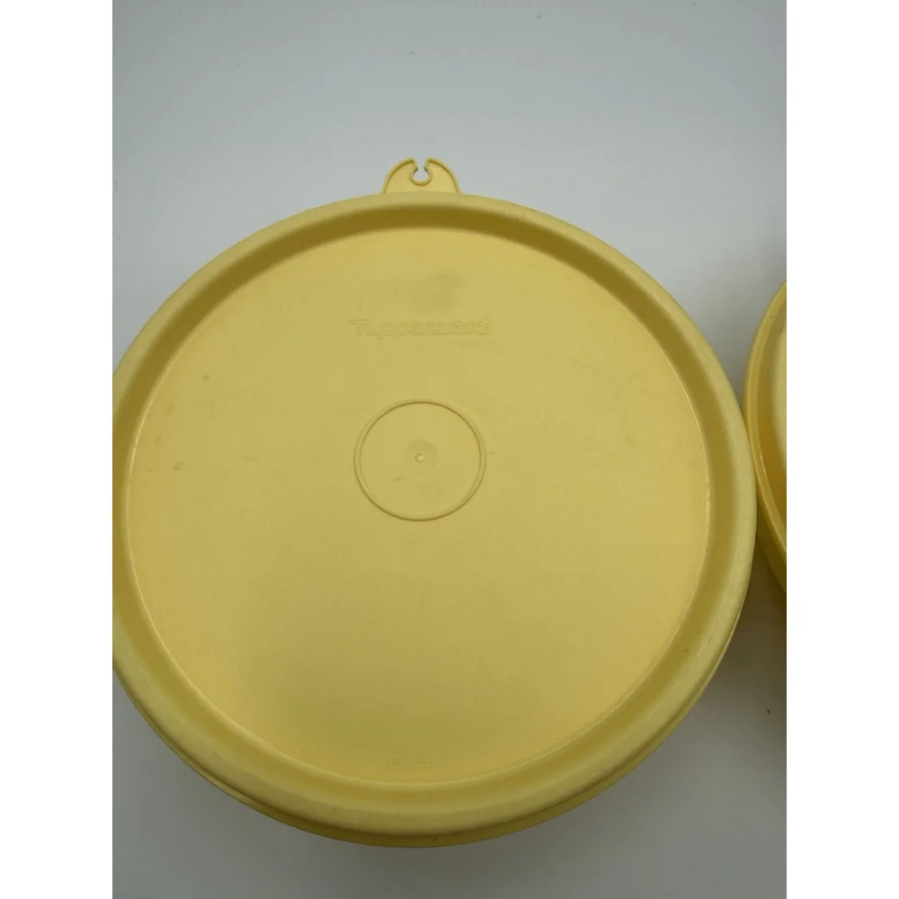 Vintage Tupperware Yellow Snack Bowls w/Lids Set of 2– 300 mL Retro Food Storage